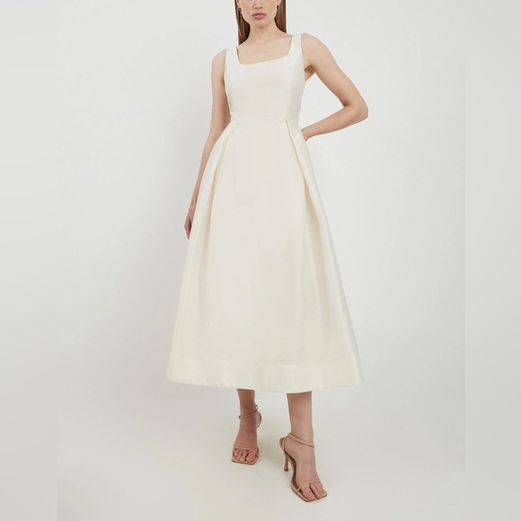 Karen Millen Dresses & Skirts - Karen Millen Lydia Millen Petite Taffeta Full Skirt Tailored Midi Dress Cream 6P